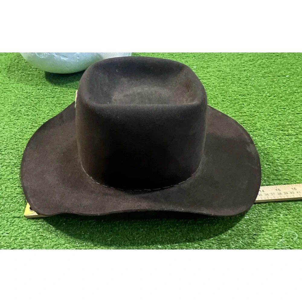 Vintage‎ American Hat Co.  Cowboy Hat SZ 7 Chocolate Brown Custom Flower 1960s